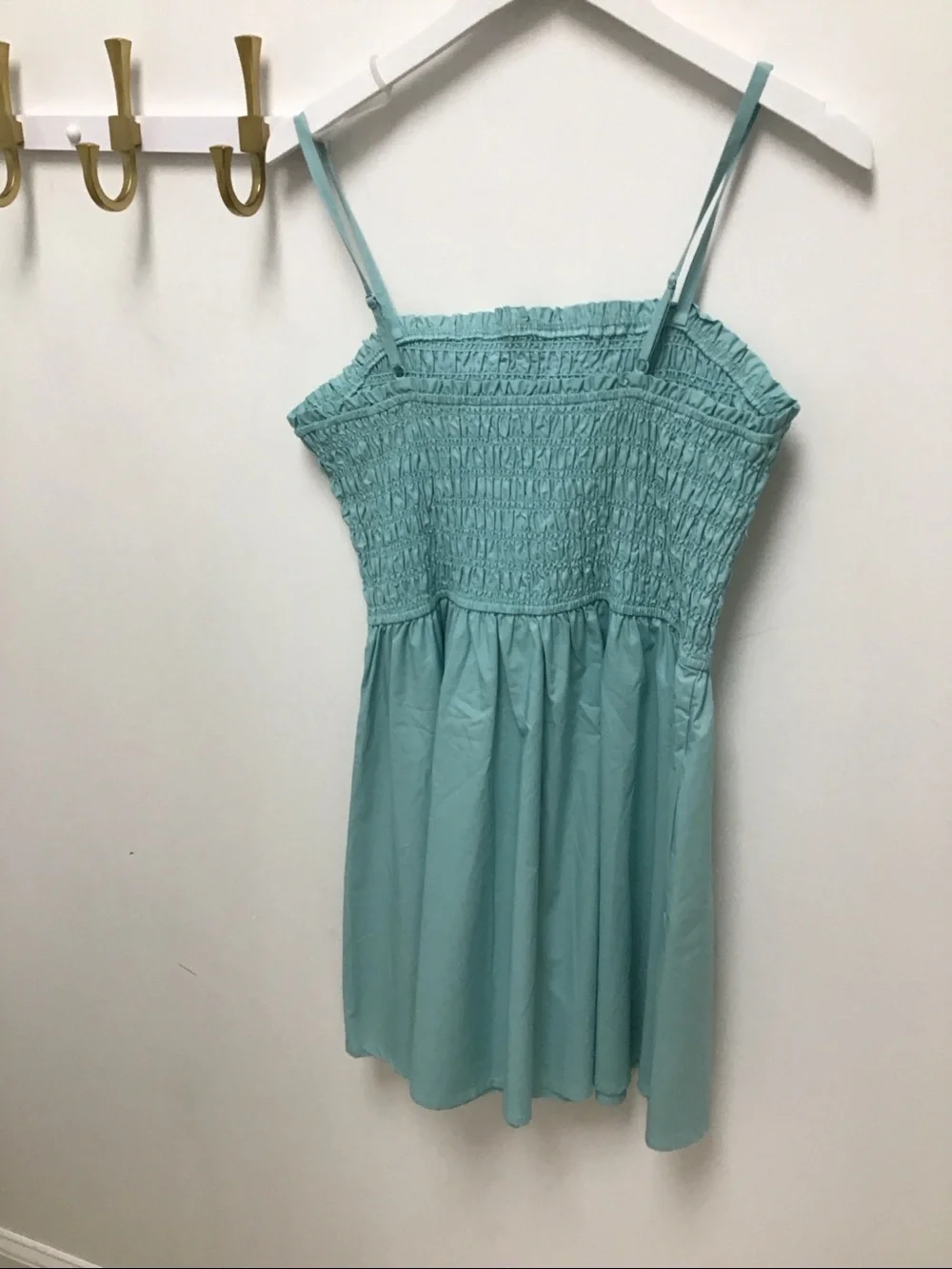 Steve Madden potty Smocked Strappy Mini Dress in Seafoam - Picture 2 of 2